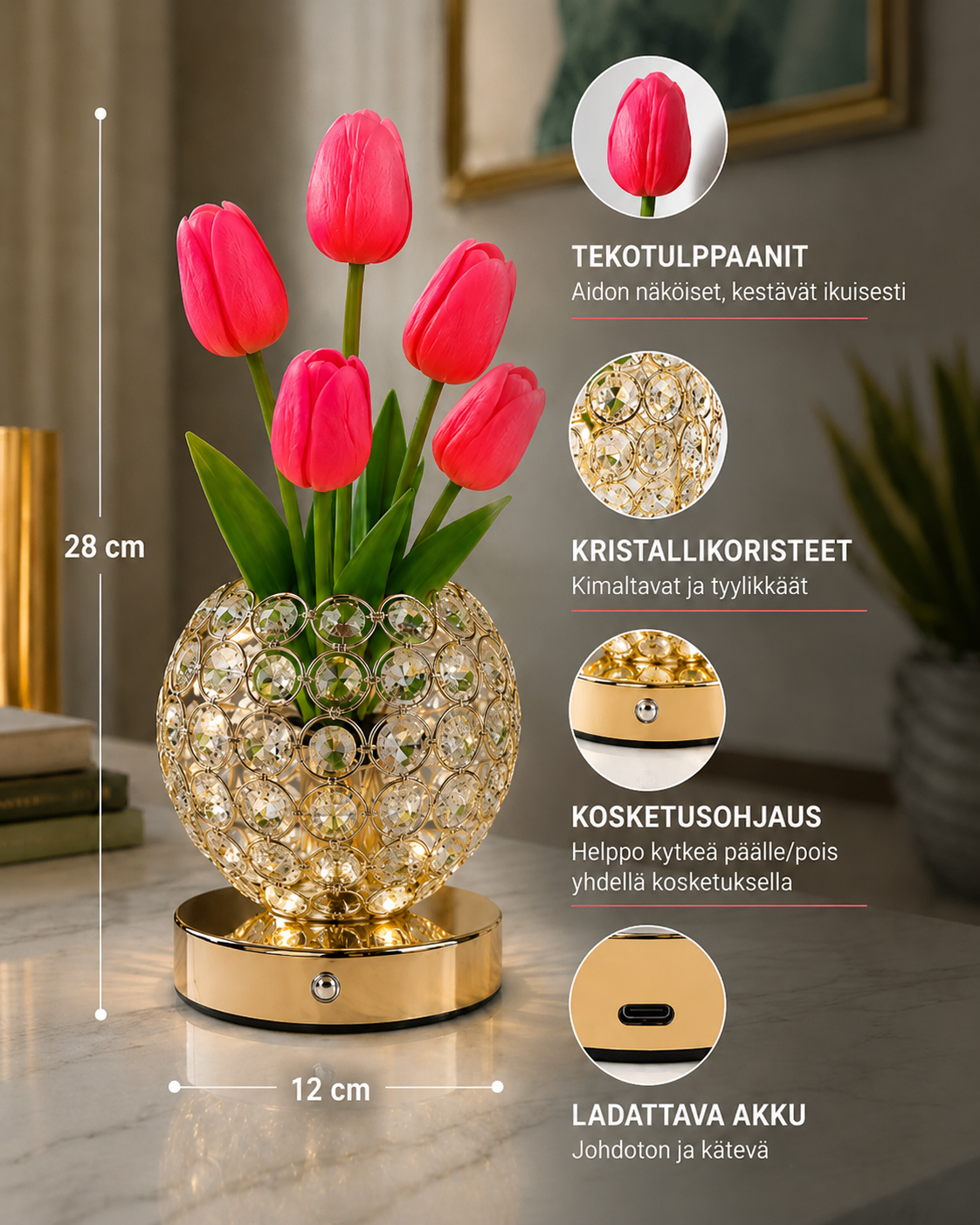 Bloomlux kristallinen tulppaanilamppu