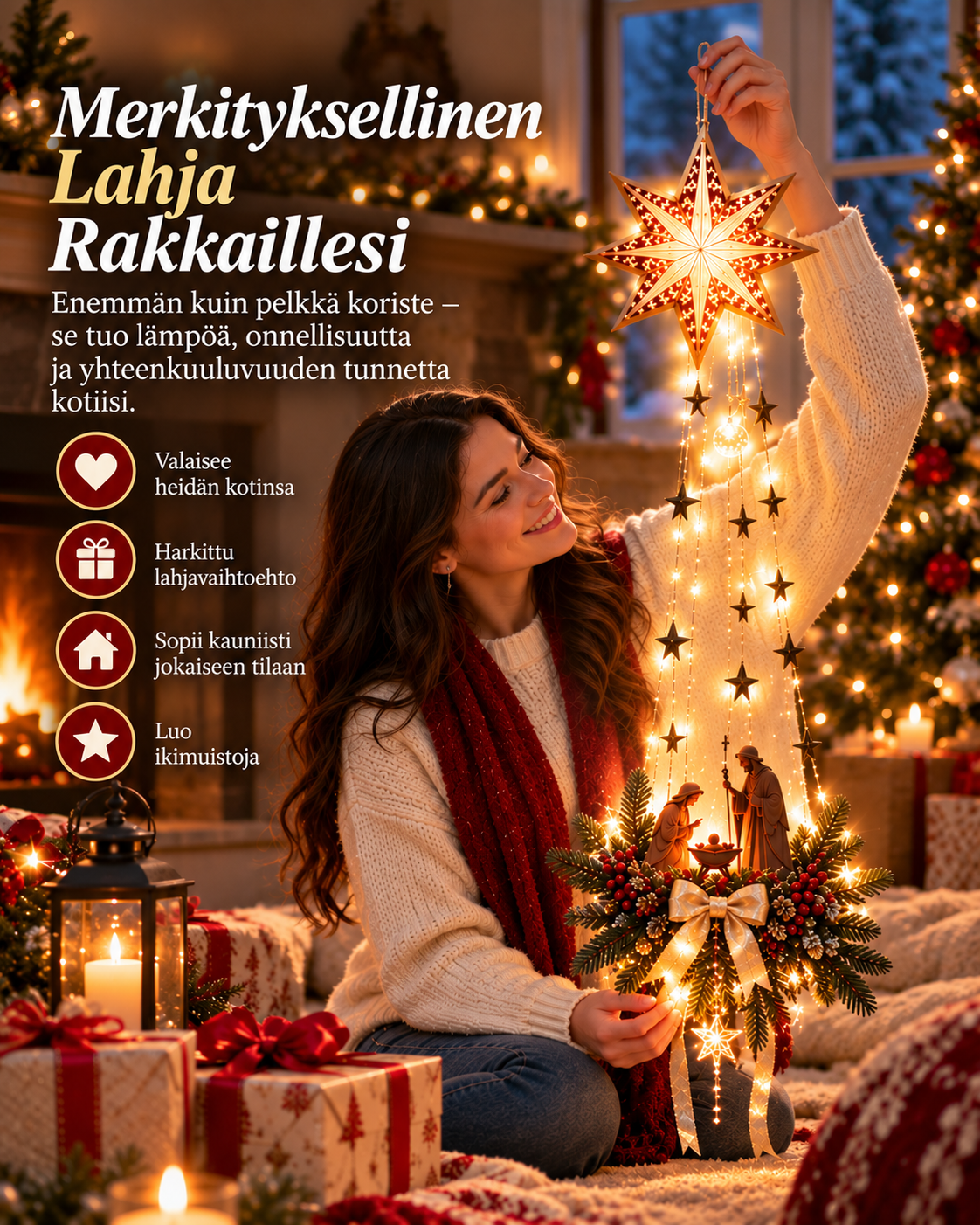 Tähtisade Pyhä perhe -seinävalo