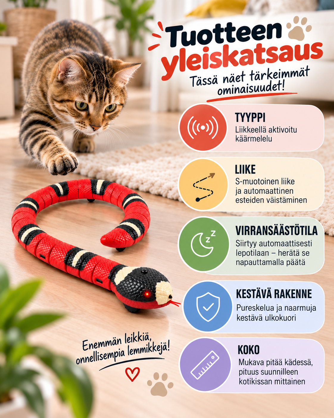 Vilske-käärme – vuorovaikutteinen kissanlelu