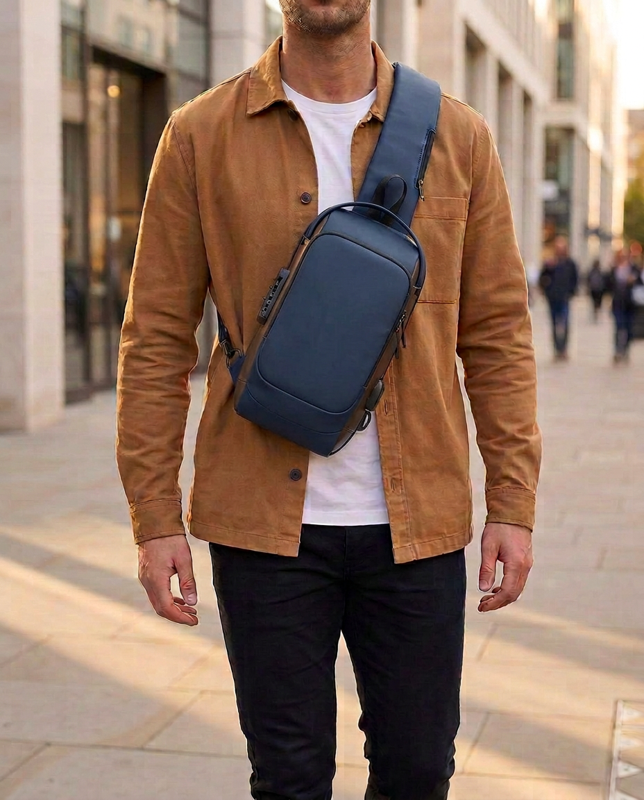 Varkaudenesto-crossbody-laukku USB-latauksella
