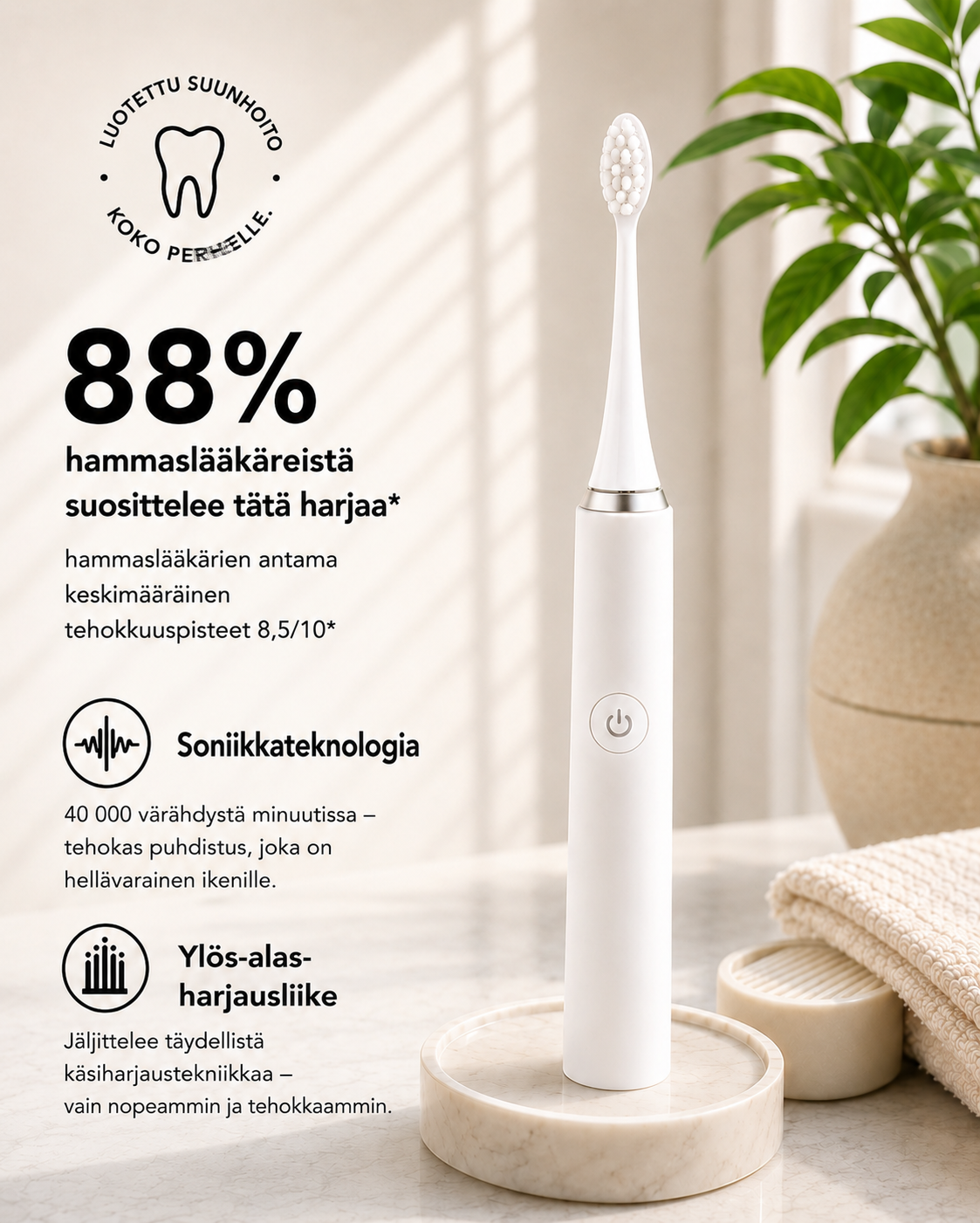 BrightSonic Daily Sähköhammasharja — Aikuisten & Lasten Mallisto