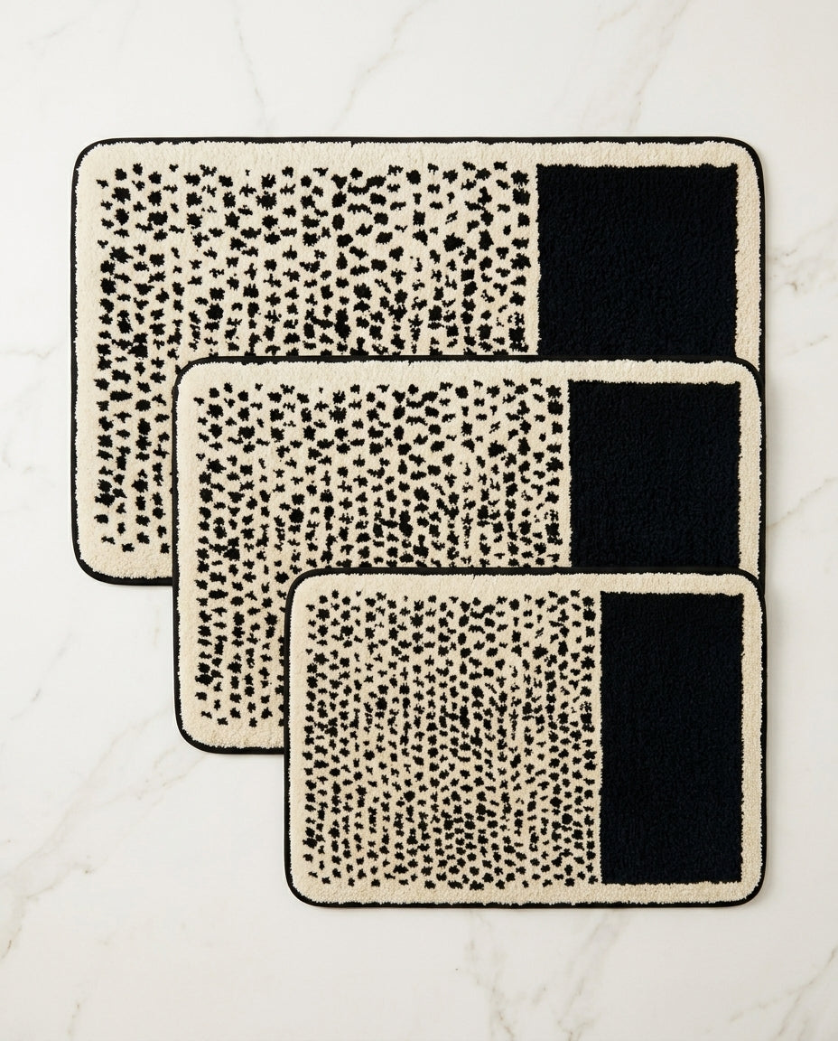 Käsintehdyt abstrakti kylpyhuonematto – pehmeä ja liukumaton