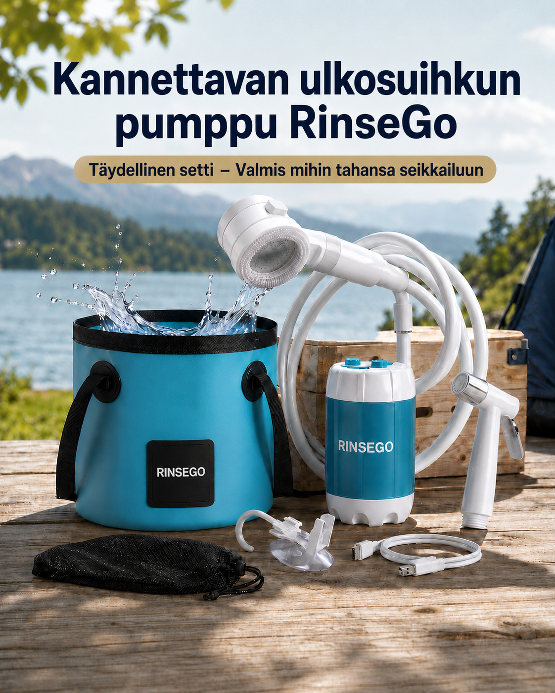 RinseGo Kannettava Ulkosuihkupumppu