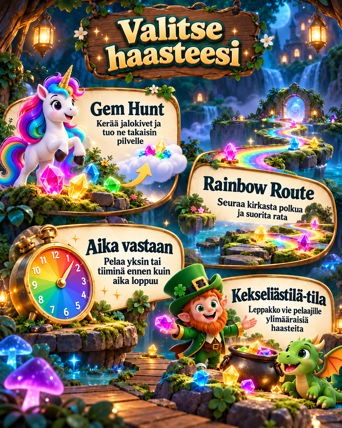Sateenkaariseikkailu – Hohtojalokivien metsästys