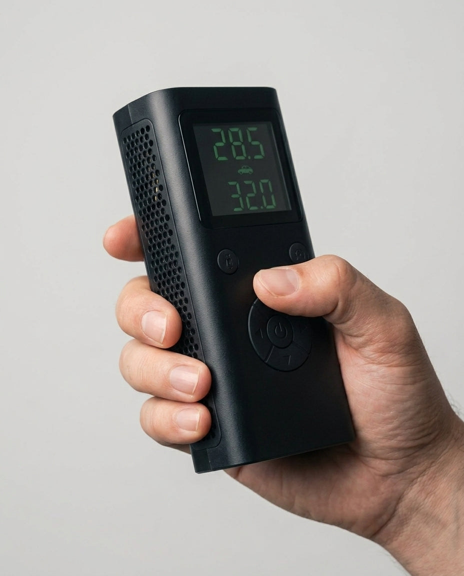 Kannettava Rengaspumppu Digitaalinäytöllä | PumpMate Go