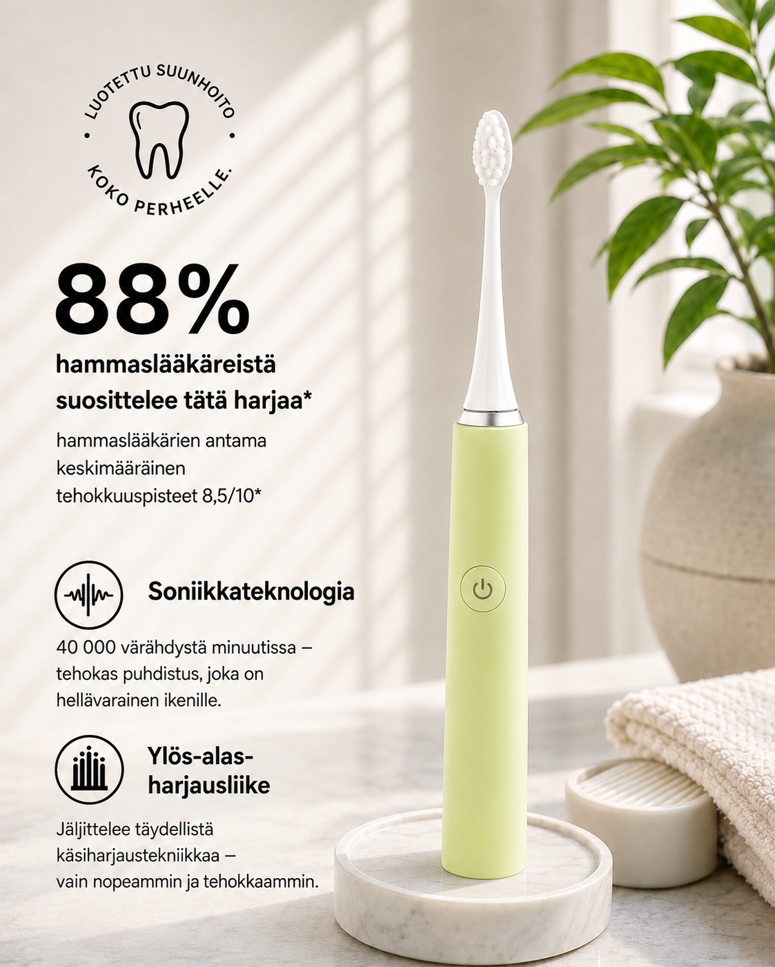 BrightSonic Daily Sähköhammasharja — Aikuisten & Lasten Mallisto