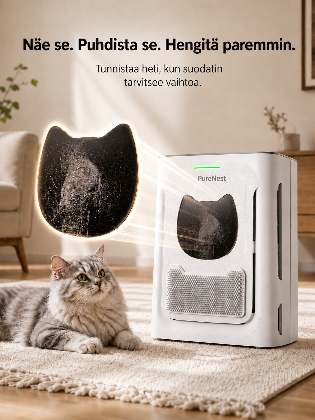 PureNest Kompakti ilmanpuhdistin lemmikeille