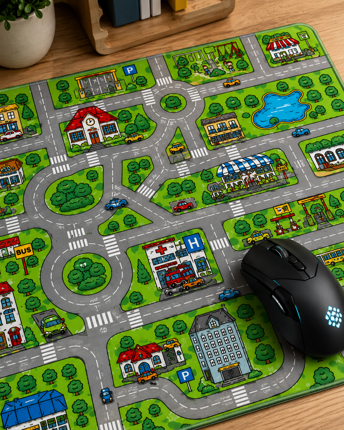 Playtown Retro Road Map Desk Mat
