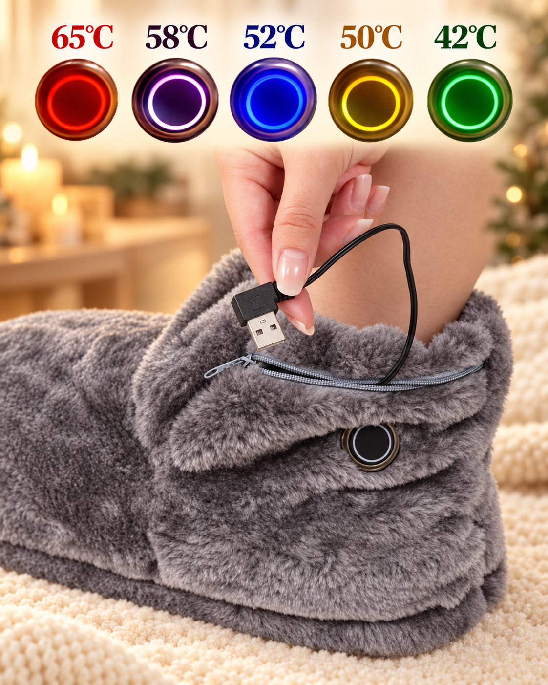 HearthStep USB-lämmitettävät tossusaappaat