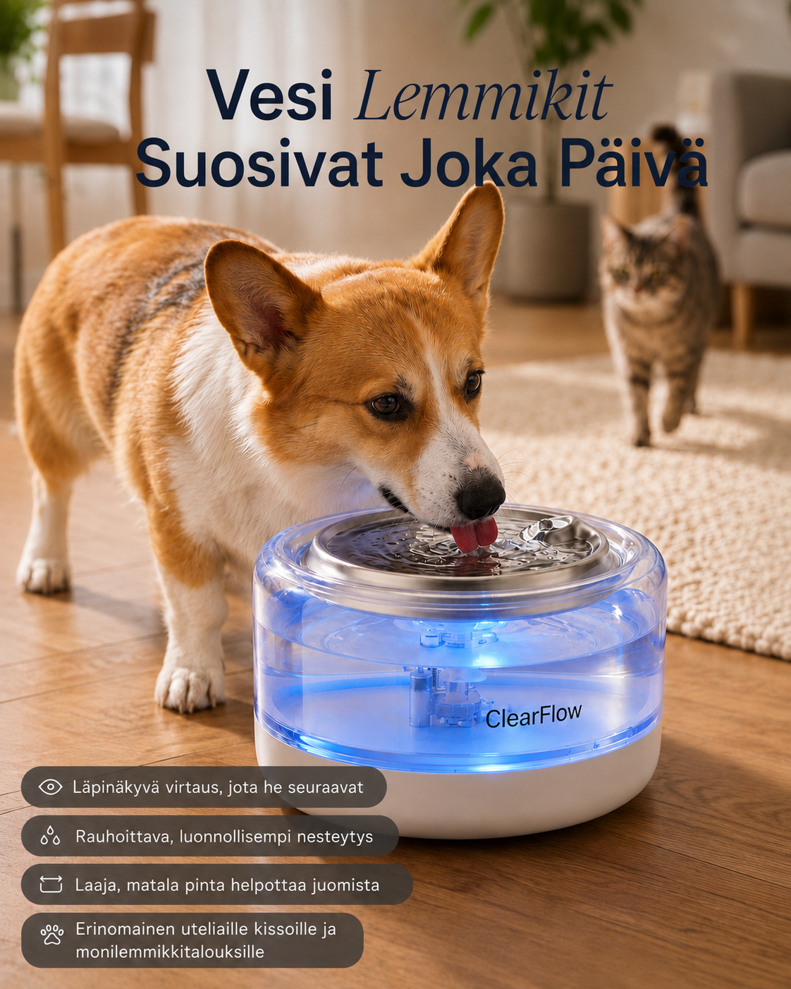 ClearFlow-vesiautomaatti lemmikeille