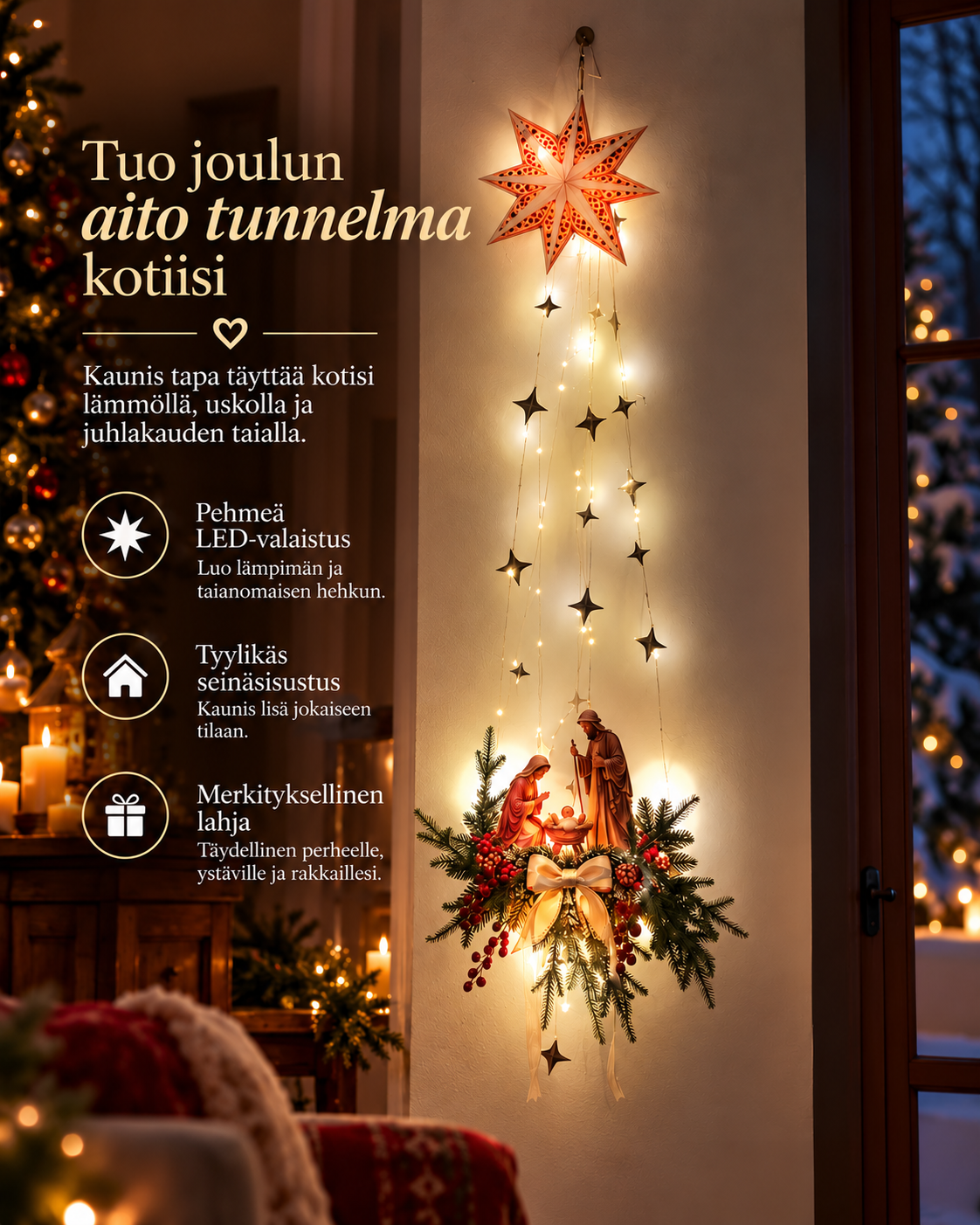 Tähtisade Pyhä perhe -seinävalo
