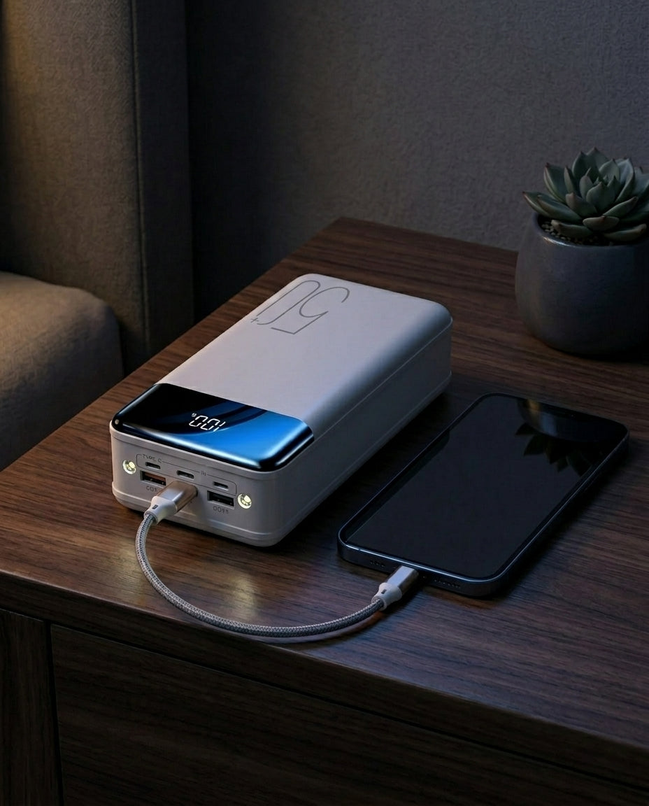 50 000 mAh power bank | Nopea lataus – Puhelin & kannettava