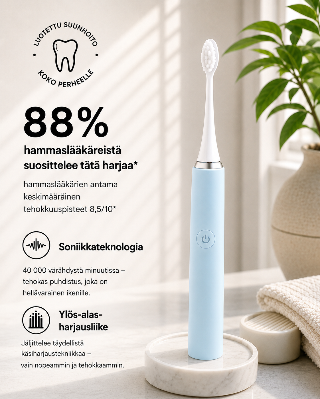 BrightSonic Daily Sähköhammasharja — Aikuisten & Lasten Mallisto
