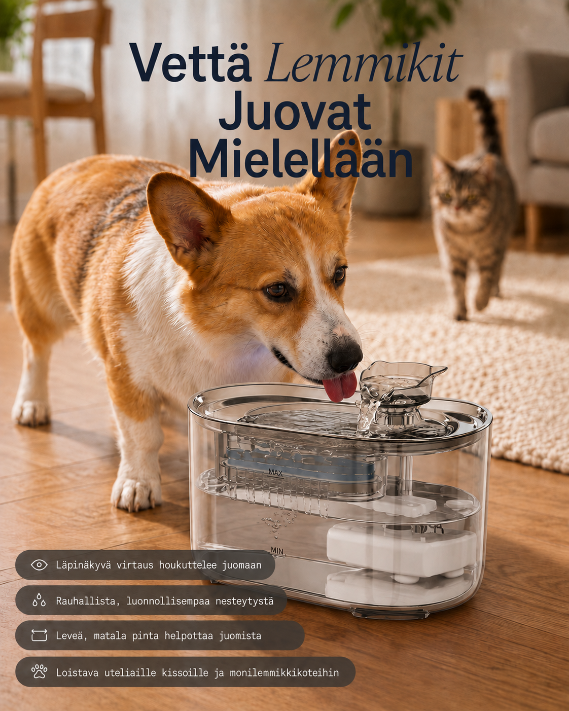 ClearFlow-vesiautomaatti lemmikeille