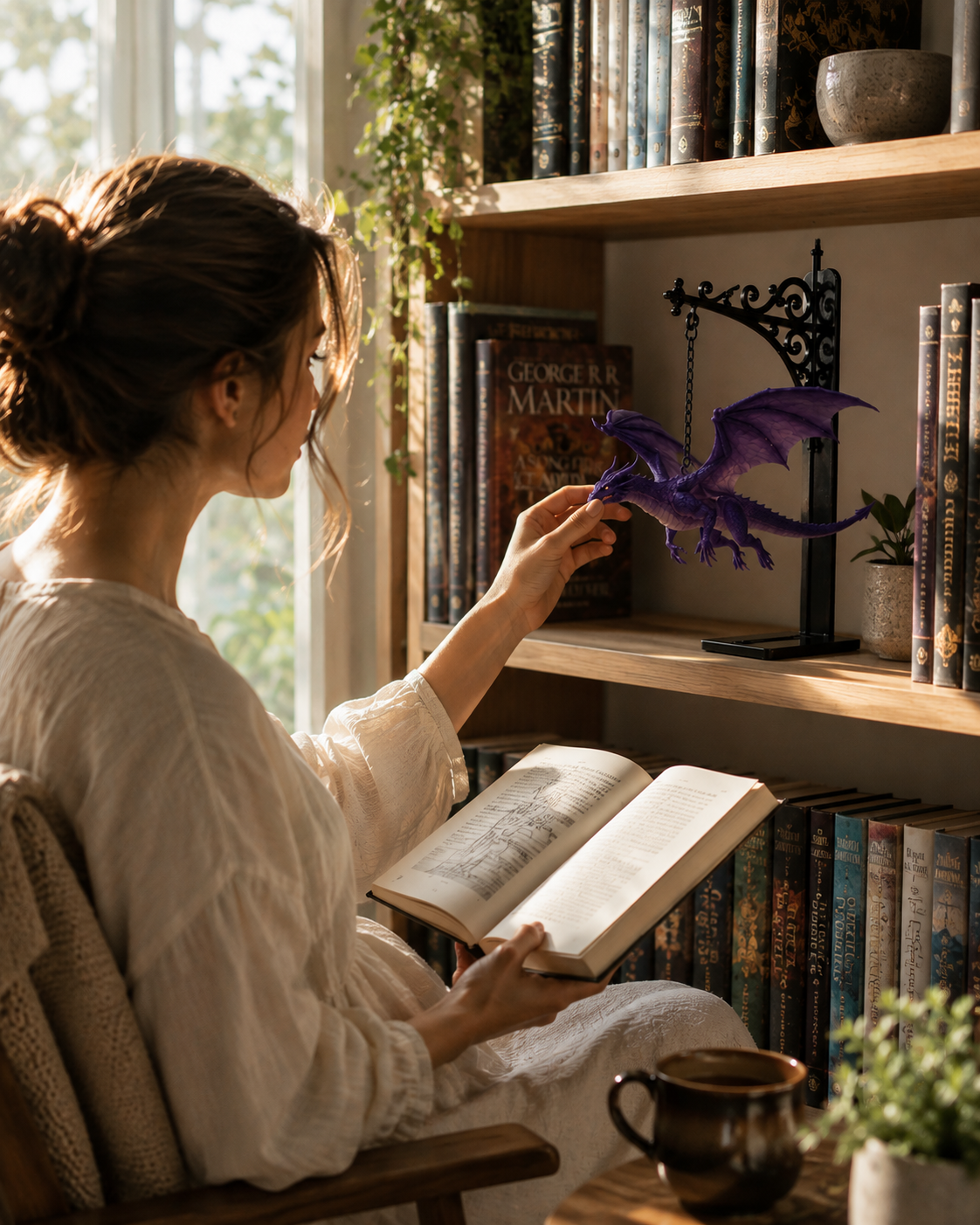 Vesperwing Dragon Shelf Sentinel – lohikäärmekoriste kirjahyllyyn