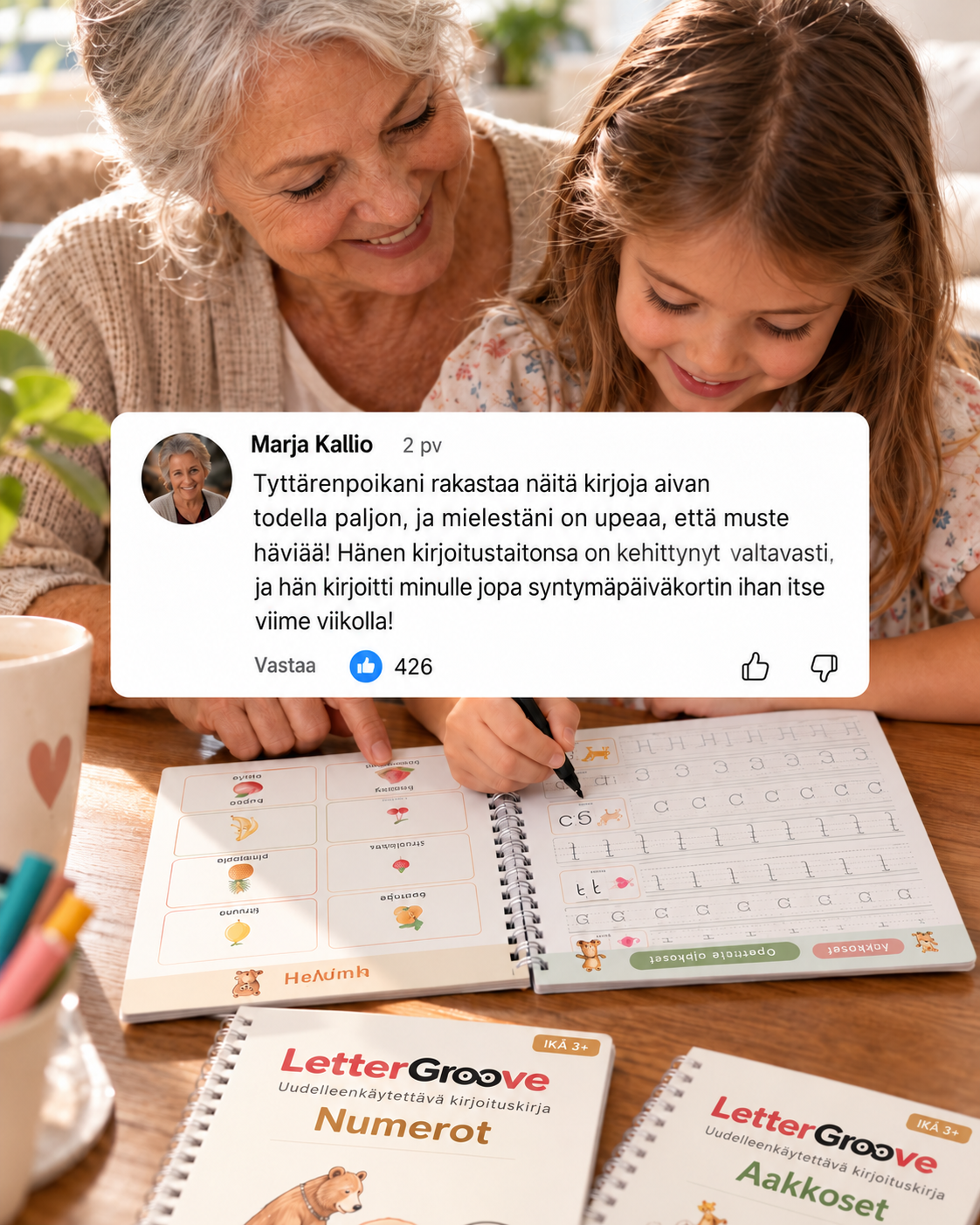 LetterGroove – uudelleenkäytettävä käsialan harjoitussetti