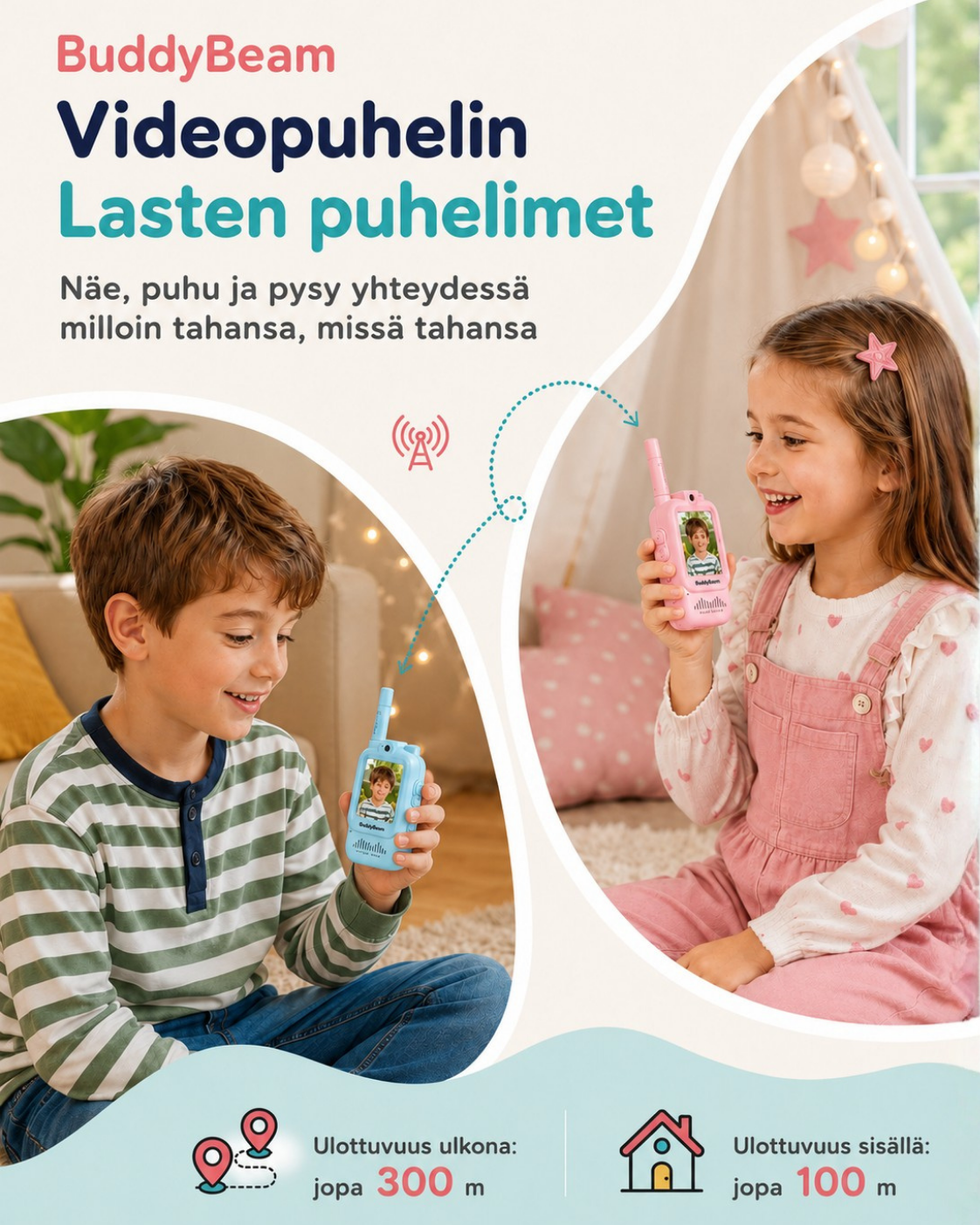 BuddyBeam Lasten Videoradiopuhelimet