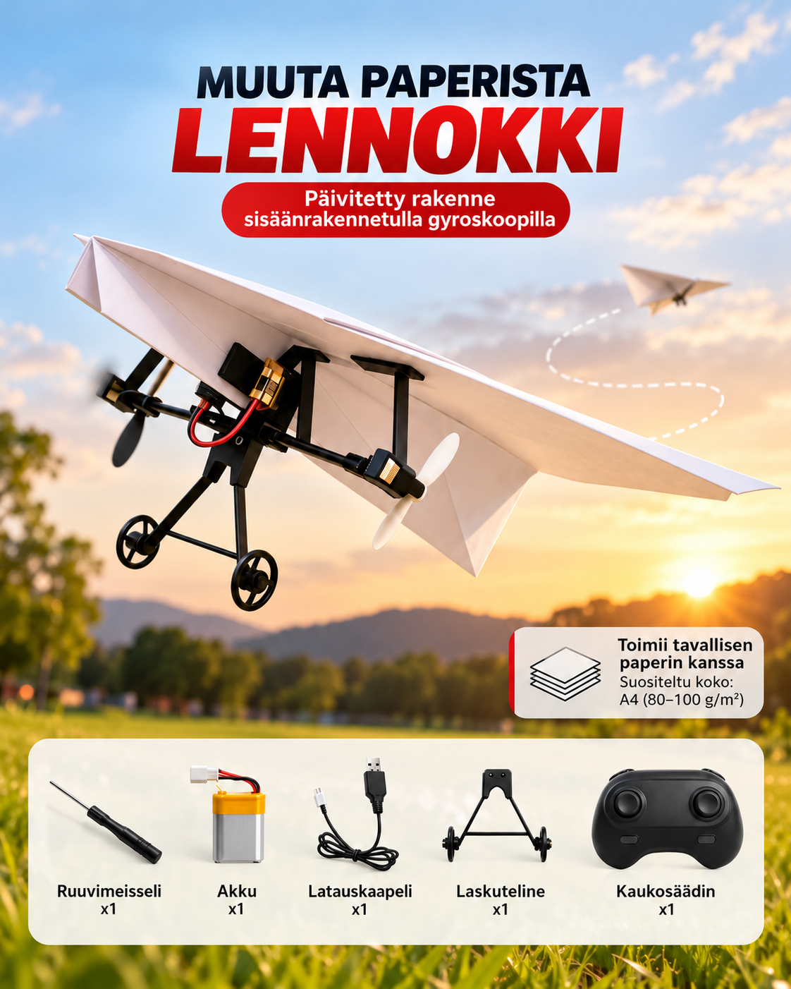 AeroFold-kaksipotkurisarja paperilentokoneelle