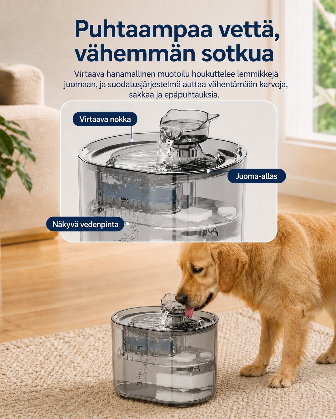 ClearFlow-vesiautomaatti lemmikeille