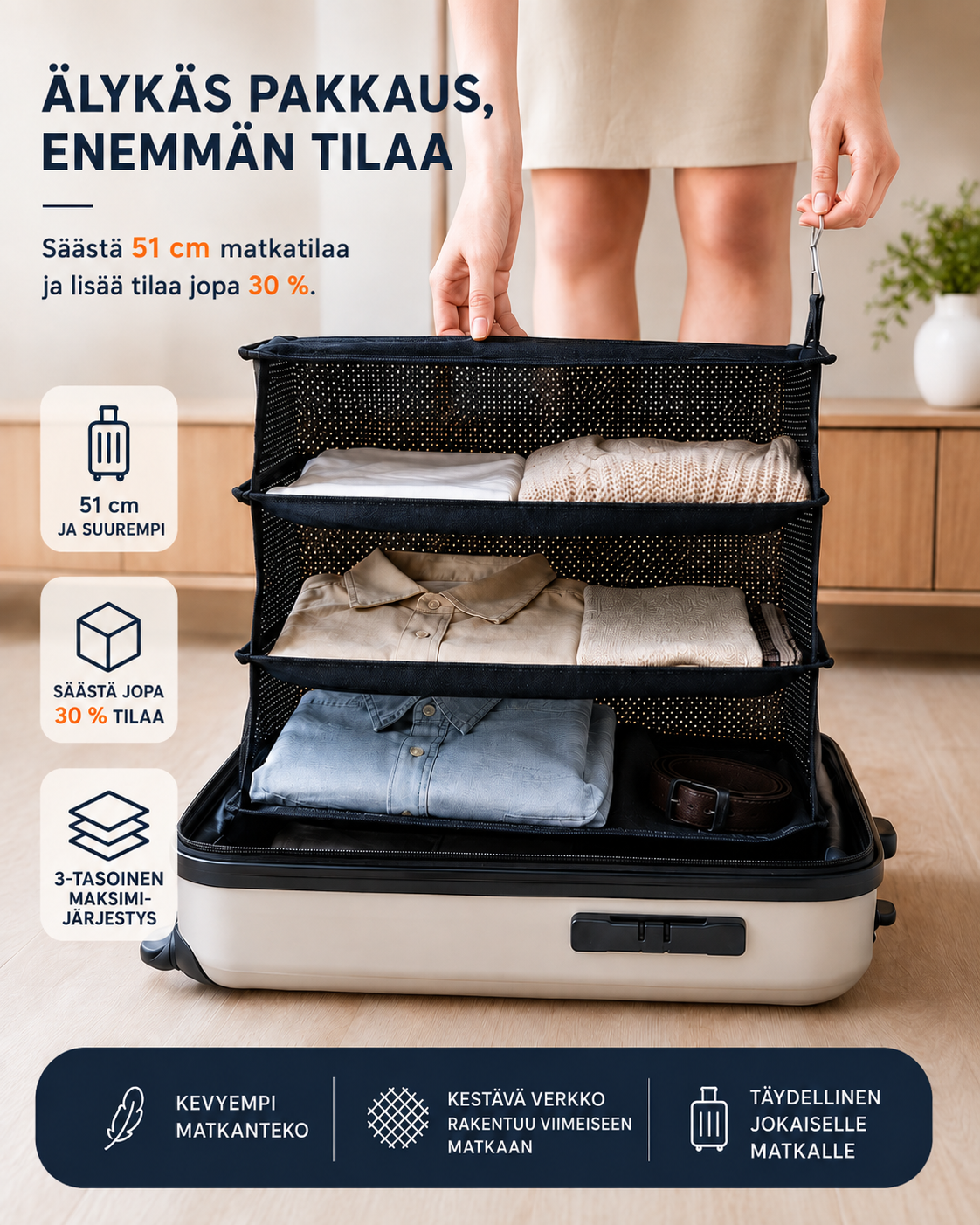 FoldAway Matkahyllyjärjestelijä