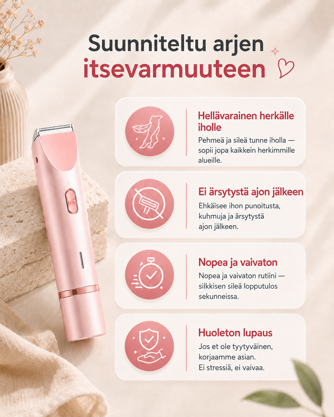 VelvetEdge 2-in-1 -naistenhöylä