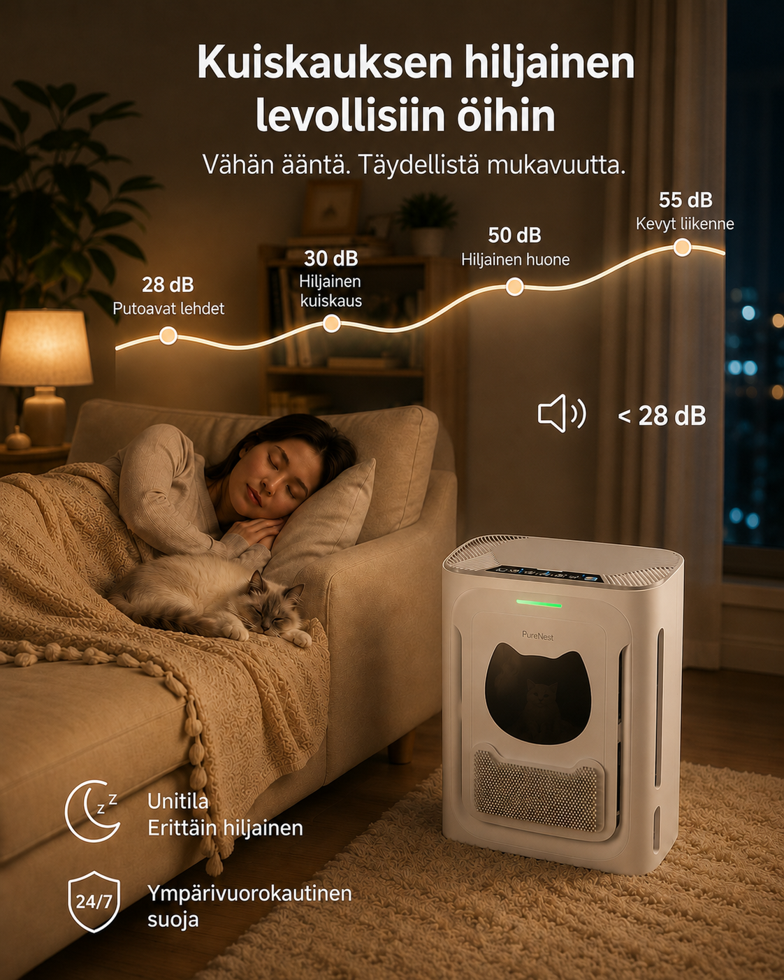 PureNest Kompakti ilmanpuhdistin lemmikeille