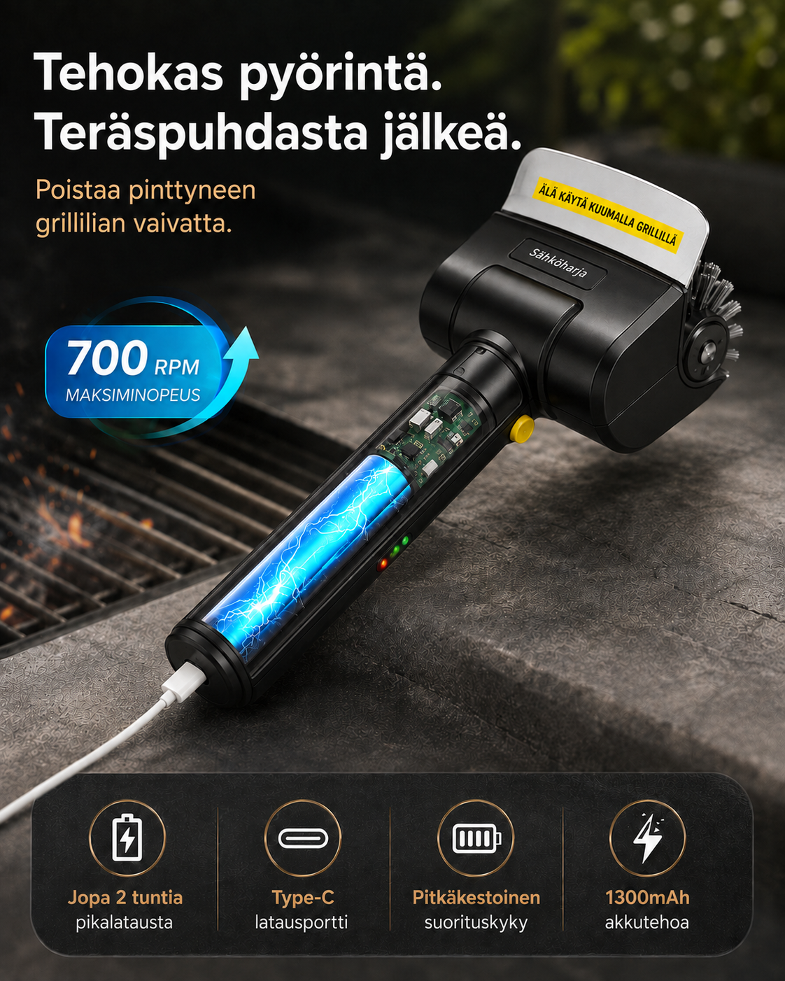 GrillGuard Pro -sähkögrilliharja