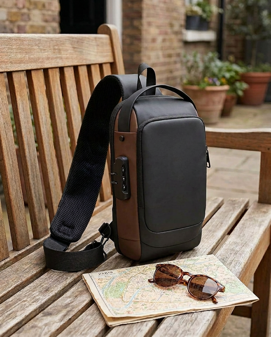 Varkaudenesto-crossbody-laukku USB-latauksella