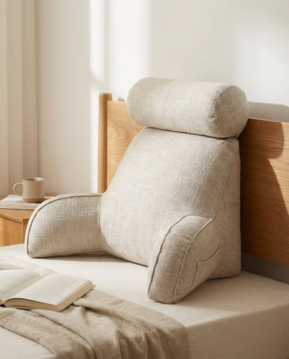 Selkänojatyyny käsinojilla ja niskatuella | Ergonominen tukityyny