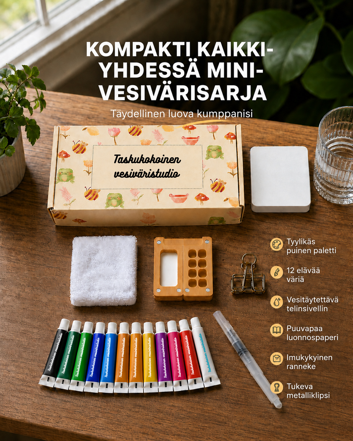 Taskukokoinen vesiväristudio