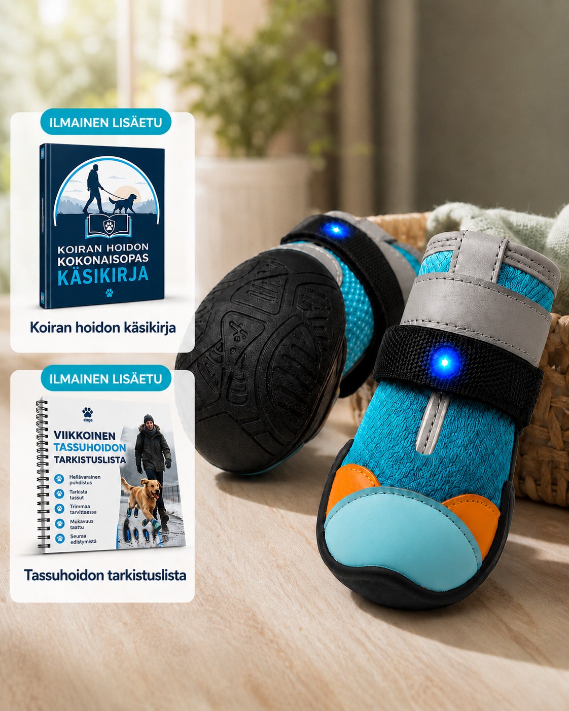 GlowStep Tassusuoja – LED-liiketunnistimella toimivat koiran kengät