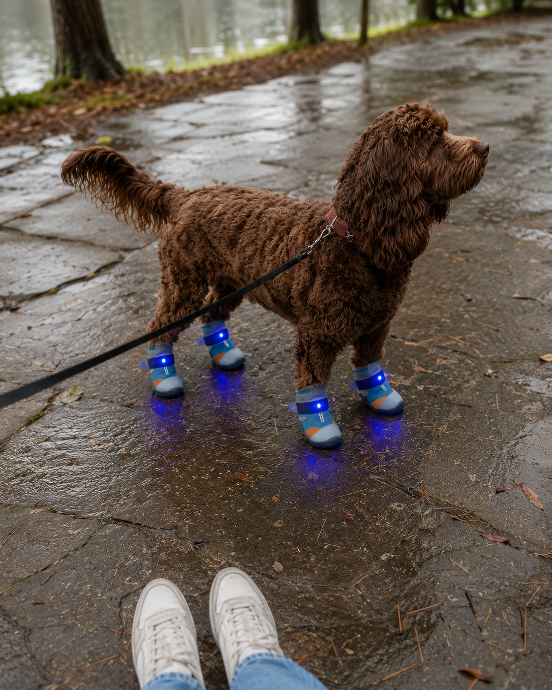 GlowStep Tassusuoja – LED-liiketunnistimella toimivat koiran kengät