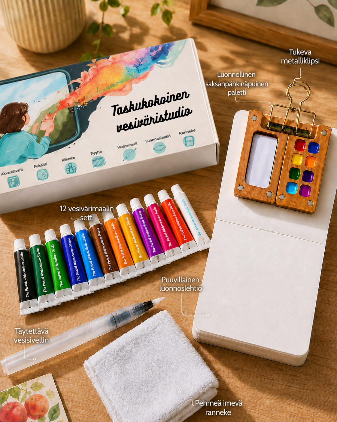 Taskukokoinen vesiväristudio