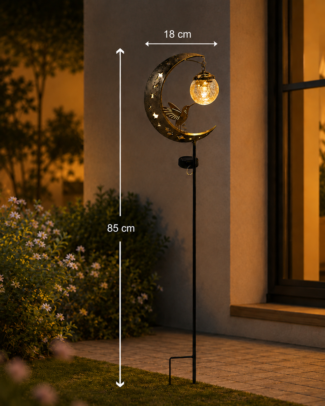 Moonlit Perch Solar Garden Stake