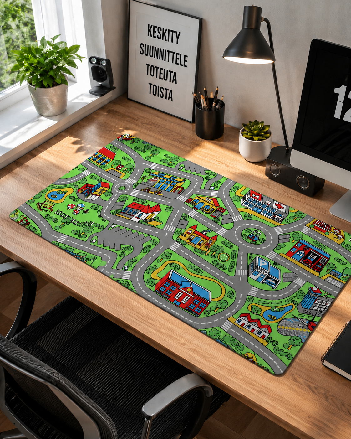 Playtown Retro Road Map Desk Mat