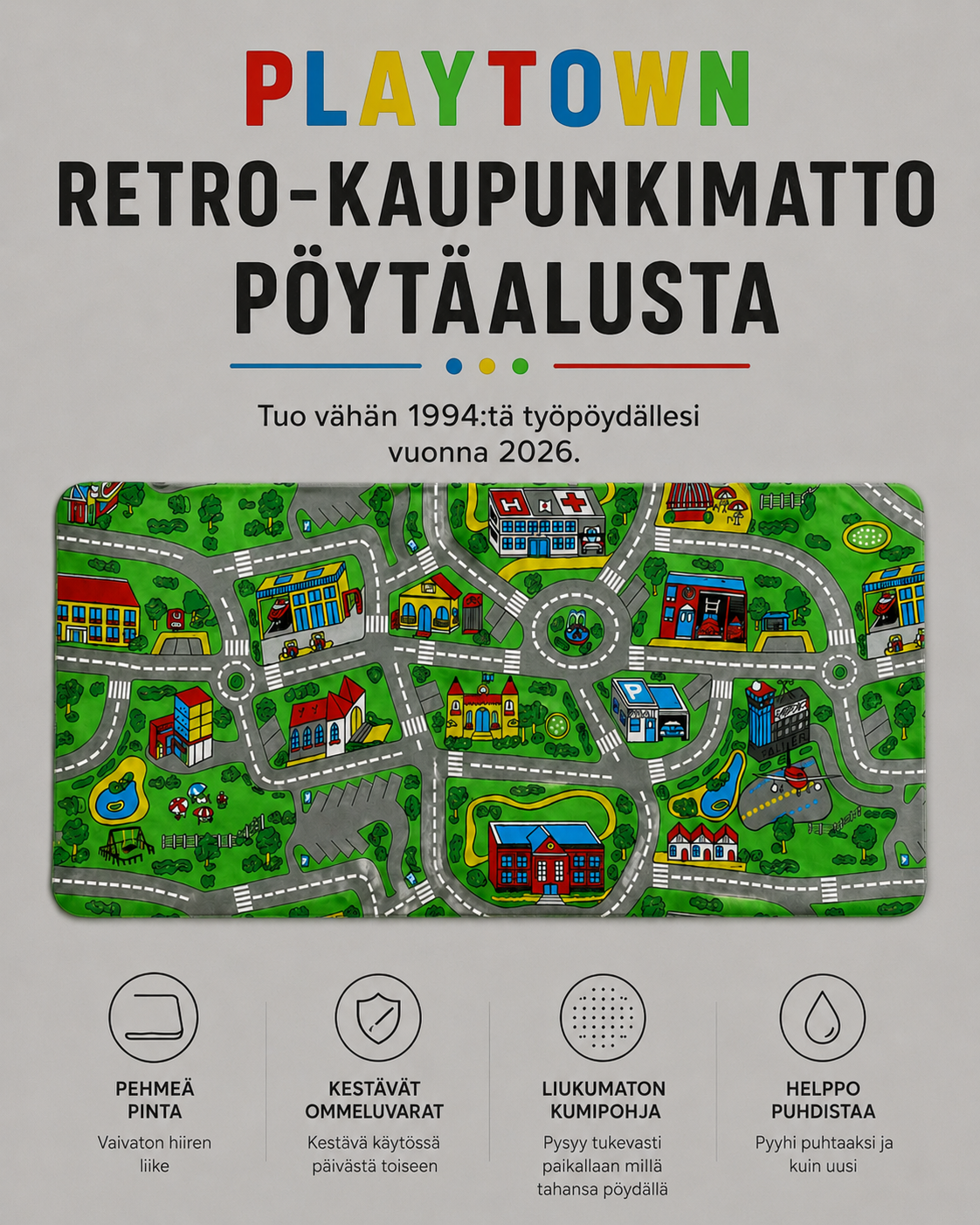 Playtown Retro Road Map Desk Mat
