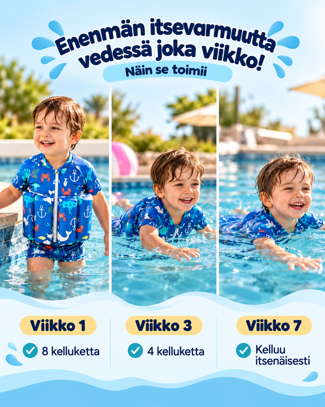 Little Kicks -Uimapuku Säädettävällä Kelluvuudella