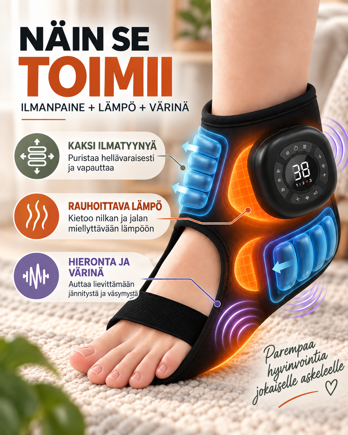 SoleRevive Lämmittävä Jalkojen Ja Nilkkojen Palautumiskääre