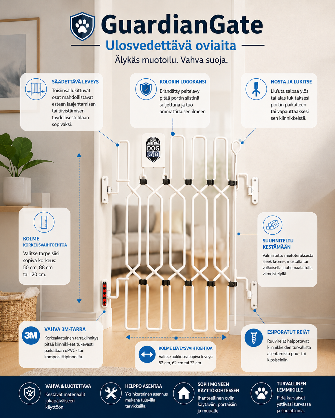 GuardianGate Sisäänvedettävä Oviportti