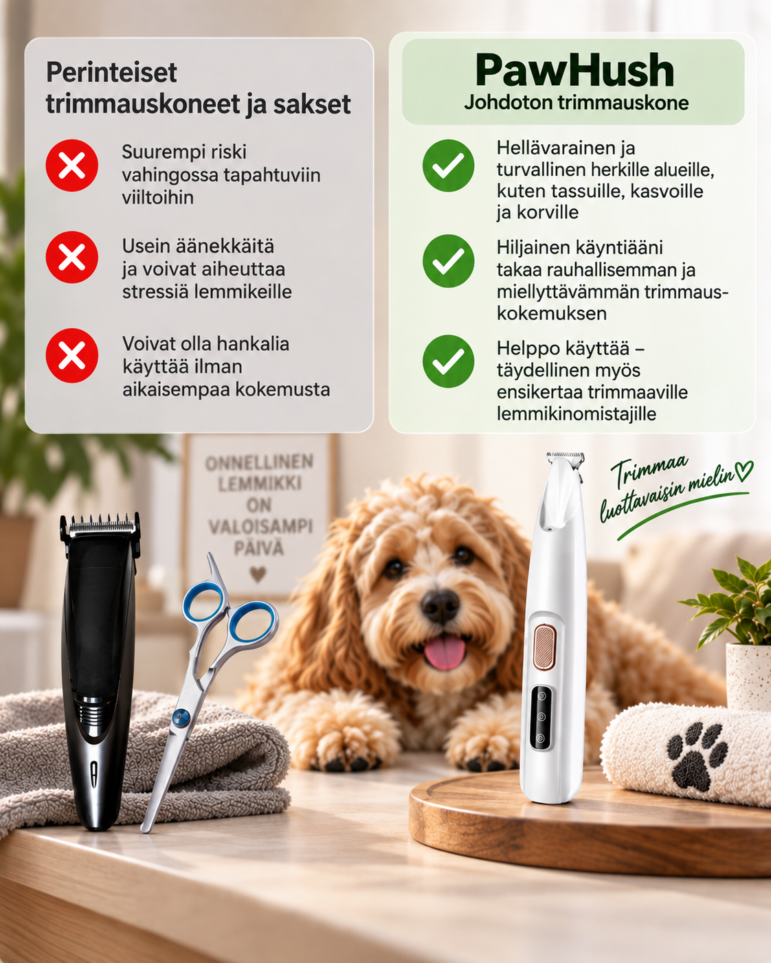 PawHush – Johdoton Trimmauskone
