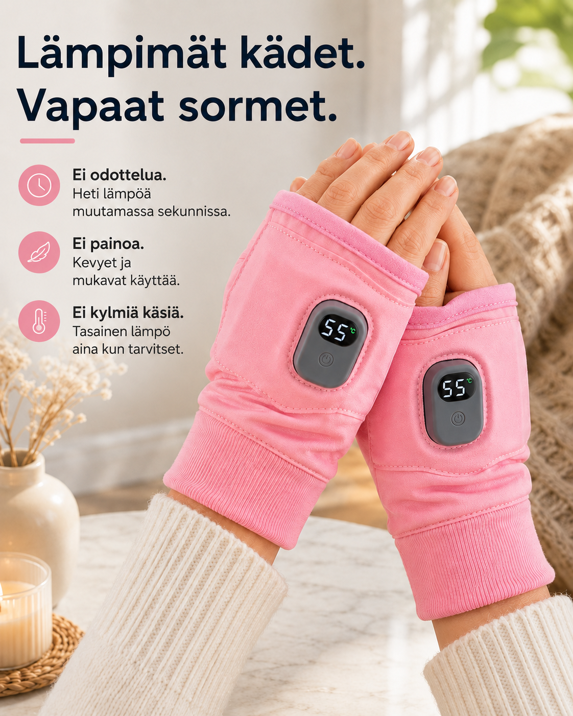 WarmFlex Lämmitettävät Sormettomat Käsineet