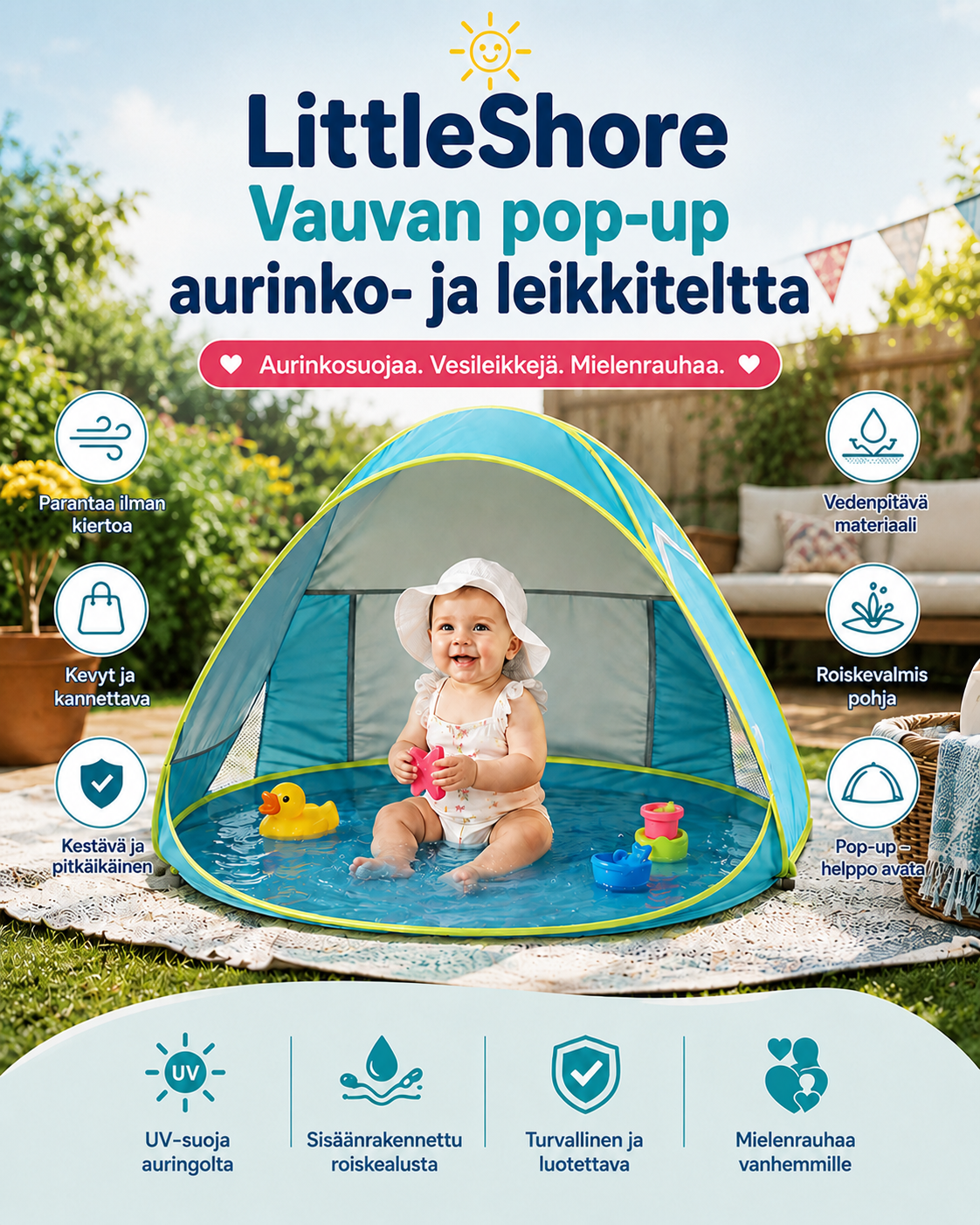 LittleShore Baby - Pop-Up-Rantateltta Ja Polskutteluallas