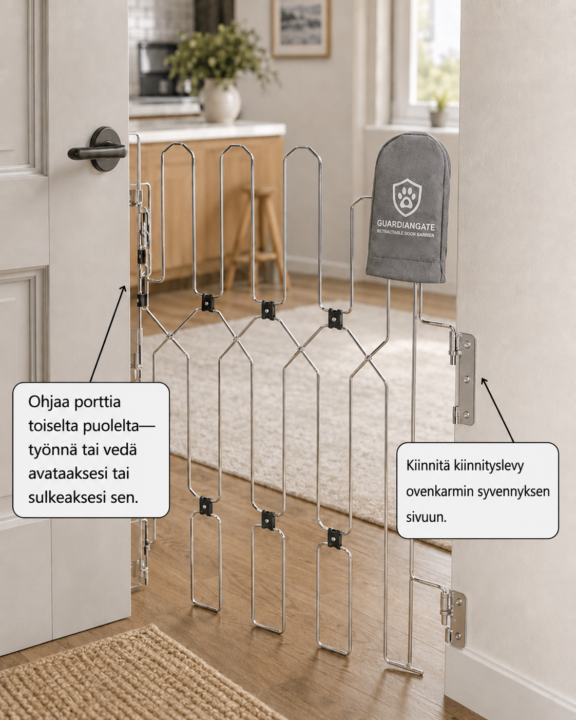 GuardianGate Sisäänvedettävä Oviportti