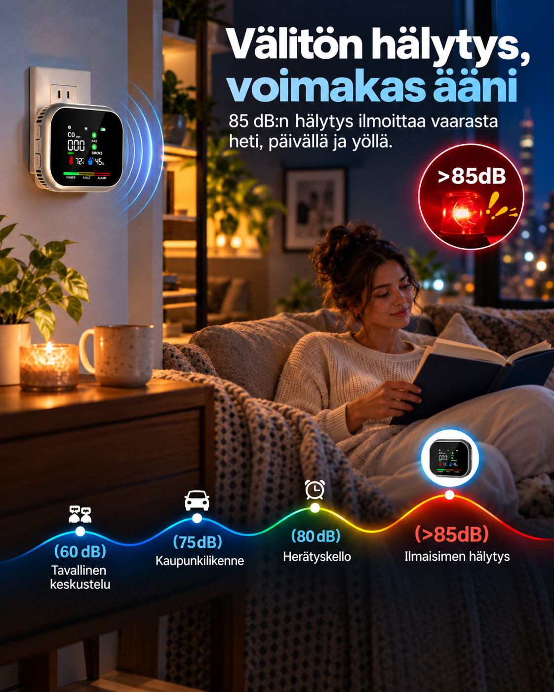 Hearthwise 5-in-1 -turvallisuus- ja ilmanlaatumittari kotiin