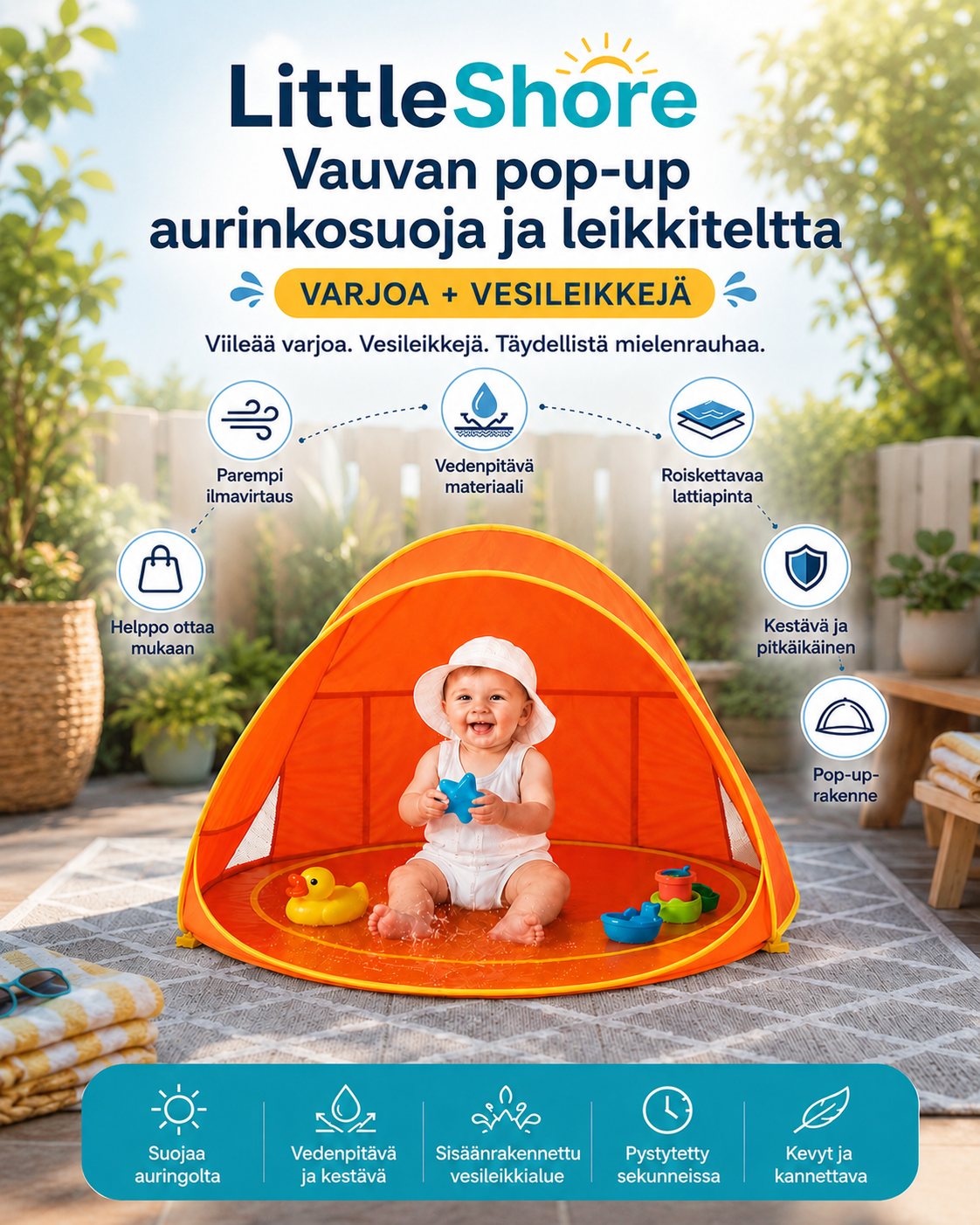 LittleShore Baby - Pop-Up-Rantateltta Ja Polskutteluallas