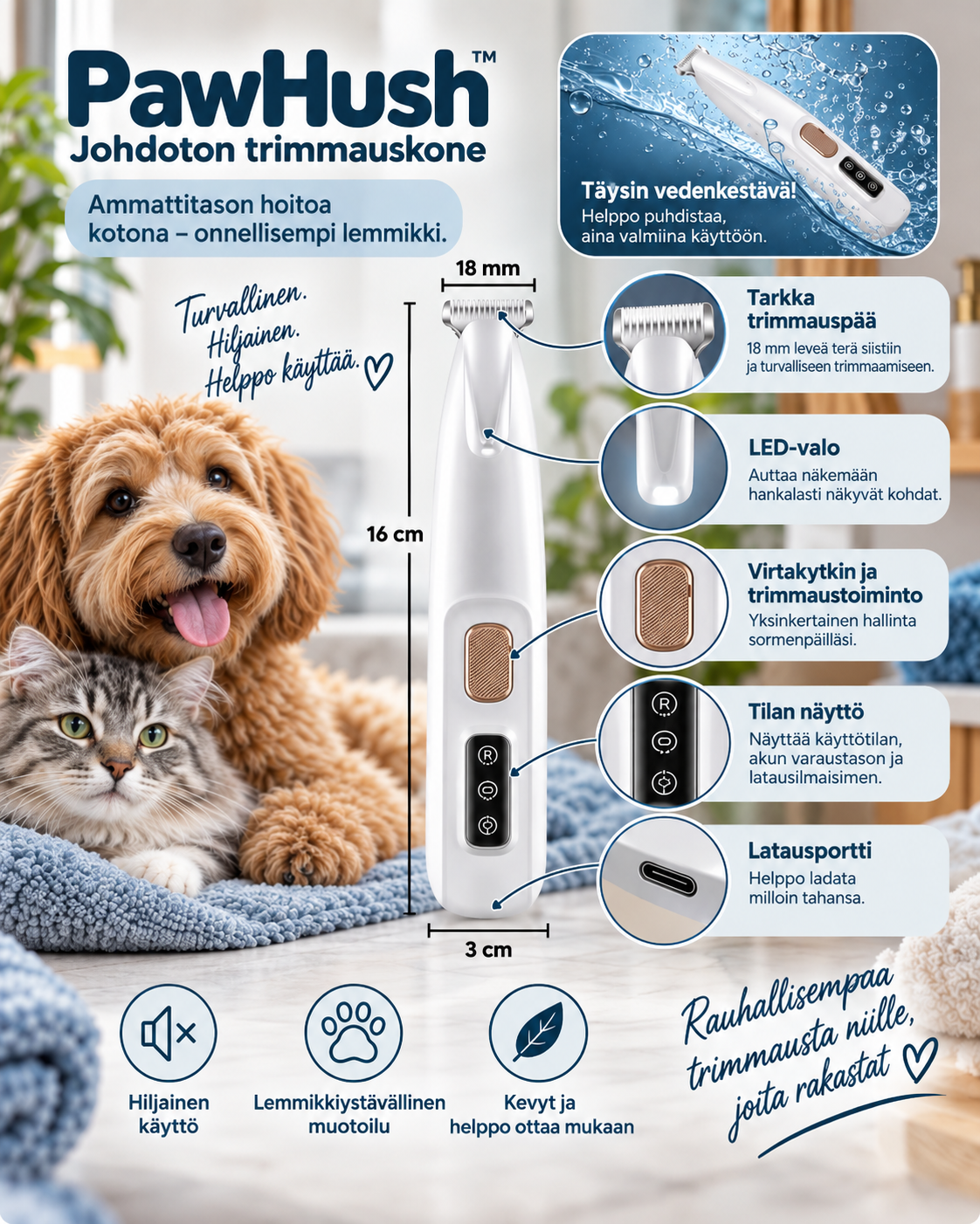 PawHush – Johdoton Trimmauskone