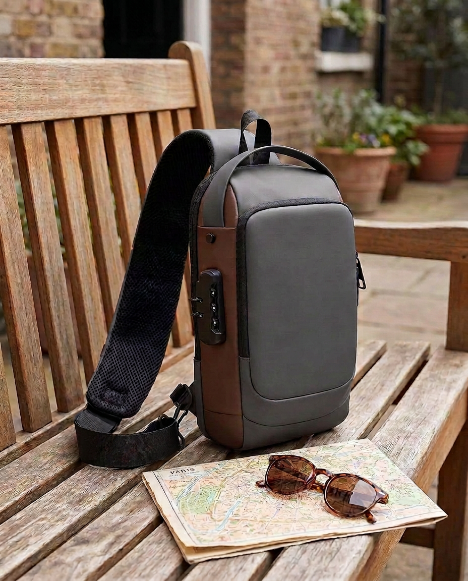 Varkaudenesto-crossbody-laukku USB-latauksella