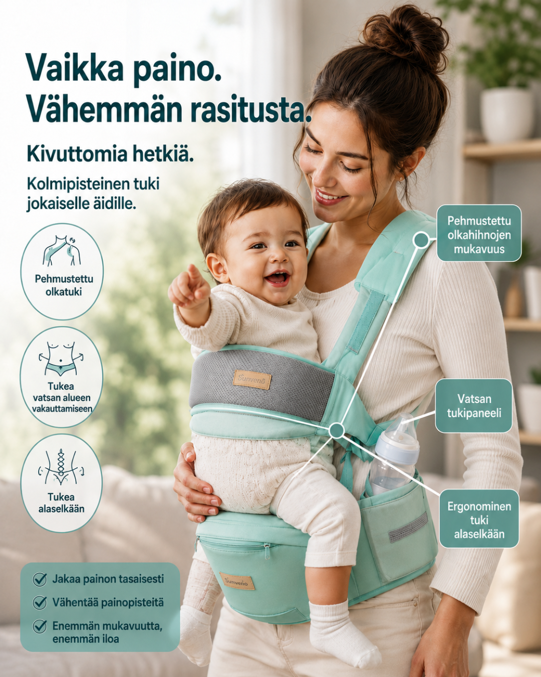 CloseNest – ergonominen lonkkaistuinkantoreppu