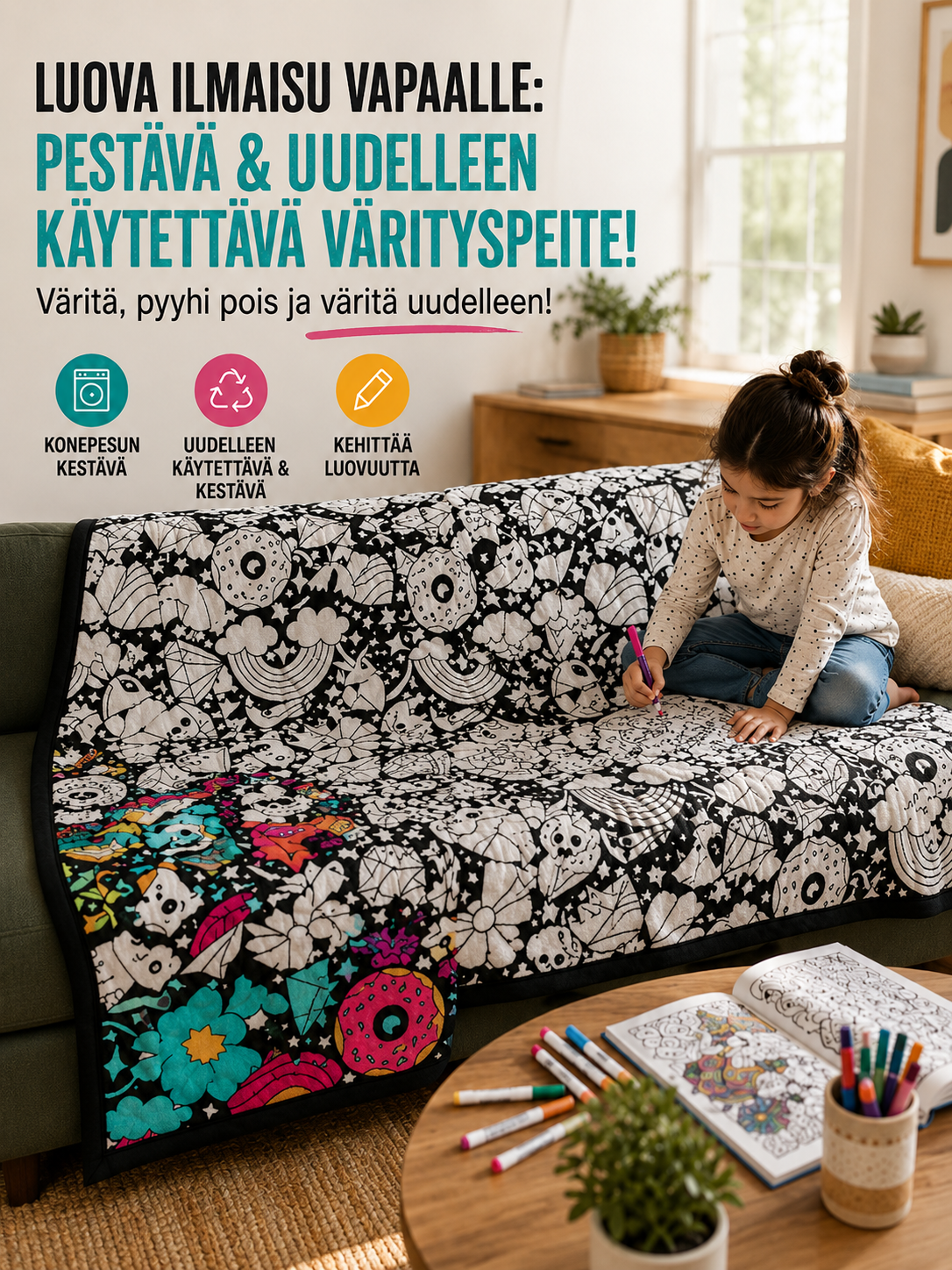 Väritä & Rentoudu -viltti
