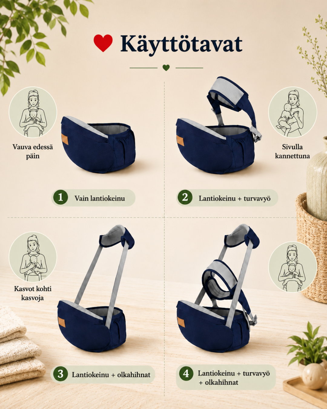 CloseNest – ergonominen lonkkaistuinkantoreppu